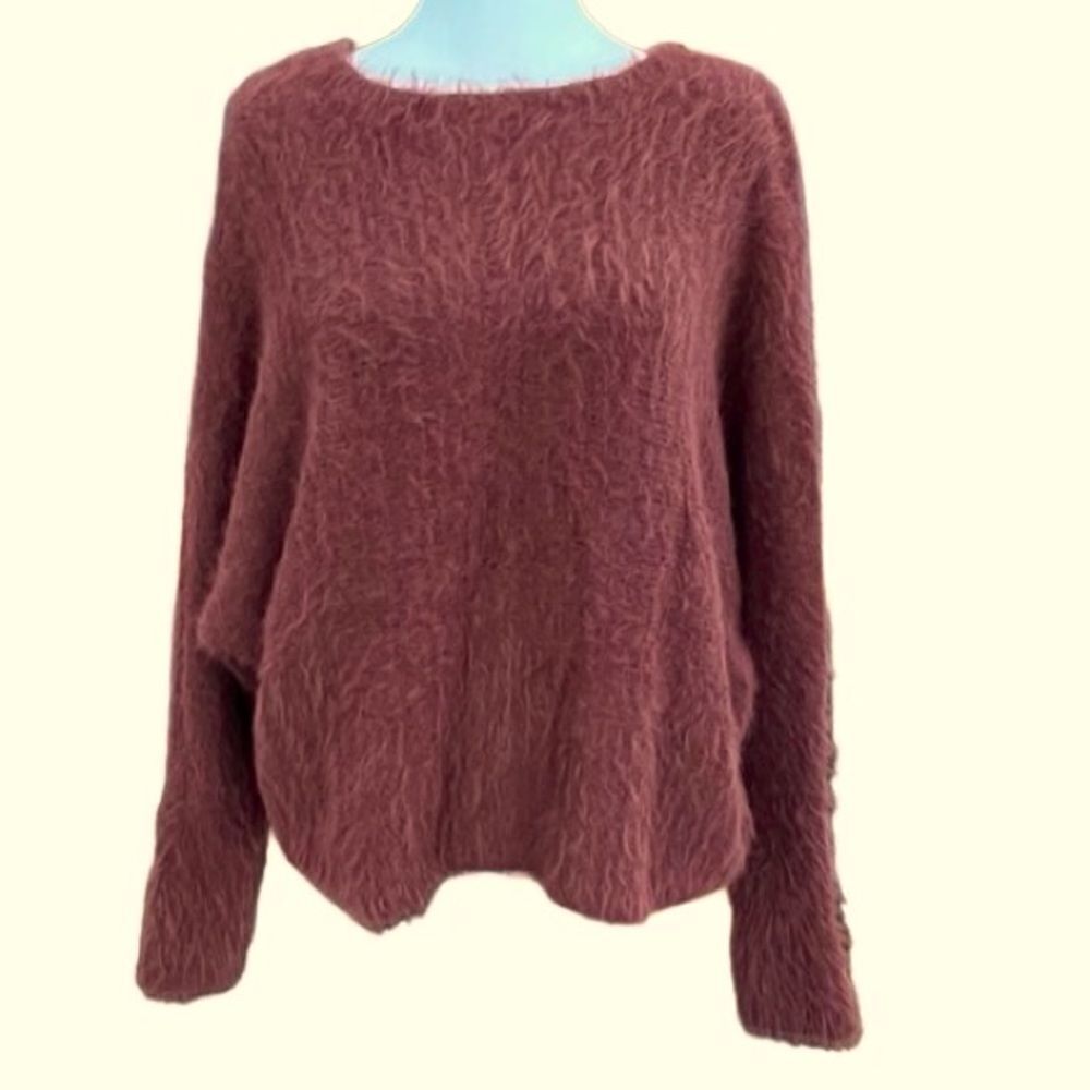 Wearing Your Heart On Your Sleeve Fuzzy Rust-Colored Sweater Size M